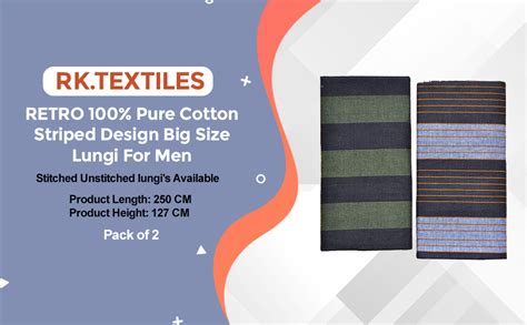 RETRO 100% Pure Cotton Striped Desine Bog Size Lungi For Men (2.50 ...