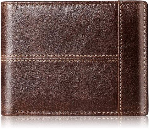 Buy Mens Wallet RFID Genuine Leather Bifold Wallets For Men, ID Window ...