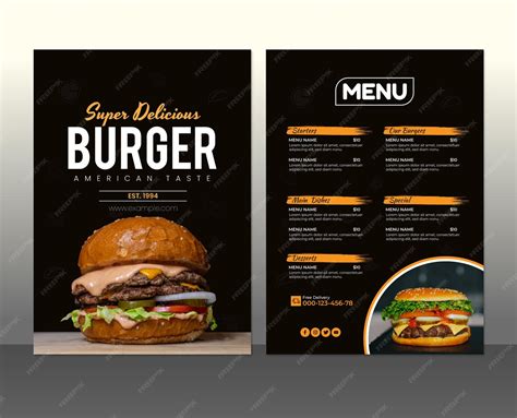 Burgers restaurant menu template design | Premium Vector