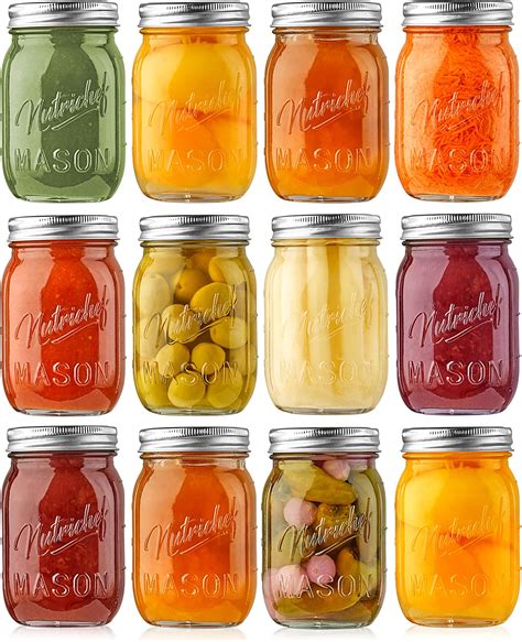 Amazon.com: 6 Pack Regular Mouth Mason Jars 16 oz with lids - Glass ...