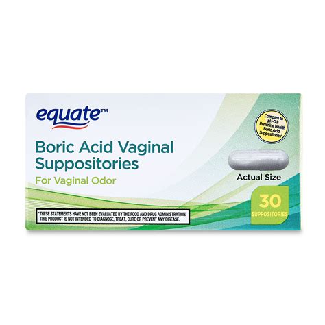 Equate Boric Acid Vaginal Suppositories for Vaginal Odor, 30 Count, Compare to pH-D® Feminine ...