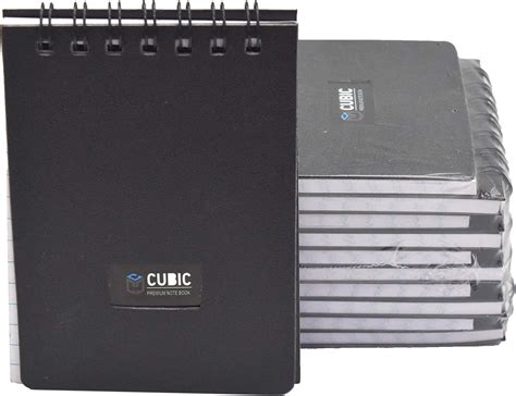 Cubic A7 Wiro Pocket Notebook - Pack of 10 (Black) | Spiral-Bound ...
