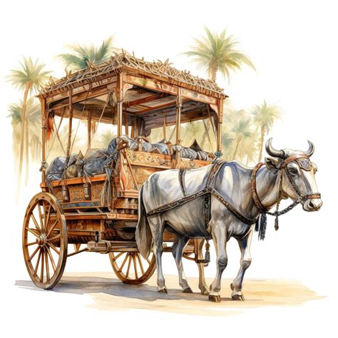 Premium AI Image | Ancient Egypt oxen pulling wagon