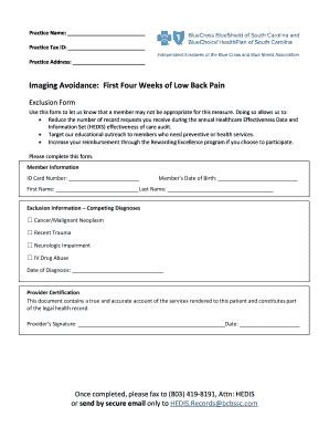Fillable Online Imaging Avoidance: First Four Weeks of Low Back Pain ...