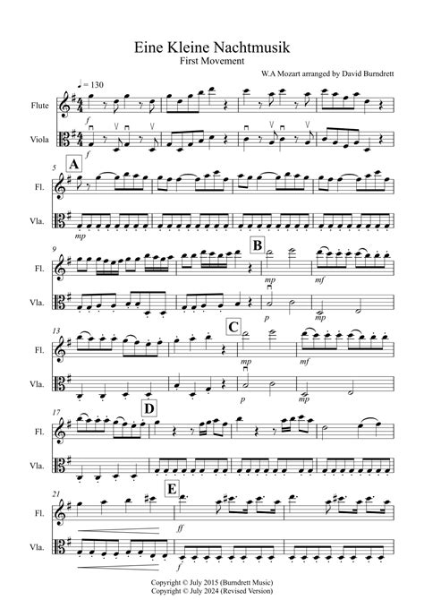 Eine Kleine Nachtmusik (1st Movement) for Flute and Viola Duet (arr ...