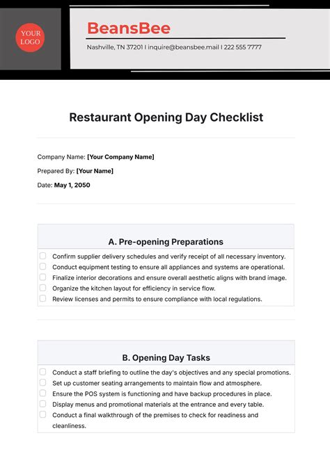 Image result for Restaurant Checklist