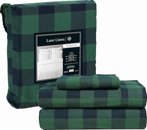 Amazon.com: LANE LINEN 100% Cotton Flannel Sheets Twin Size - Brushed ...