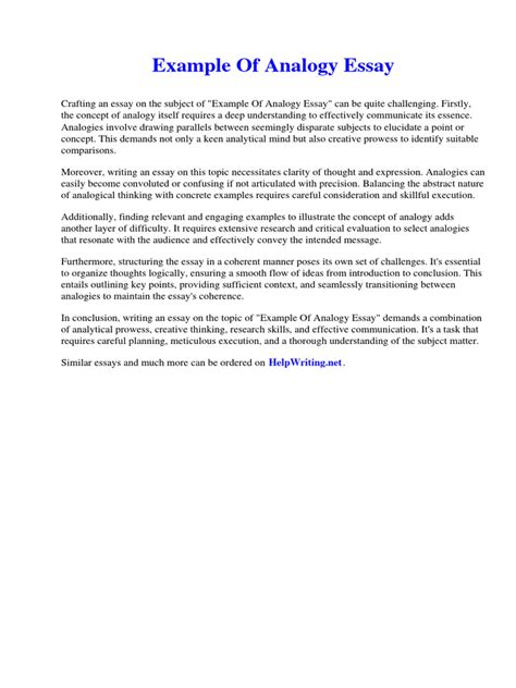 Image result for Example of Analogy Paragraph