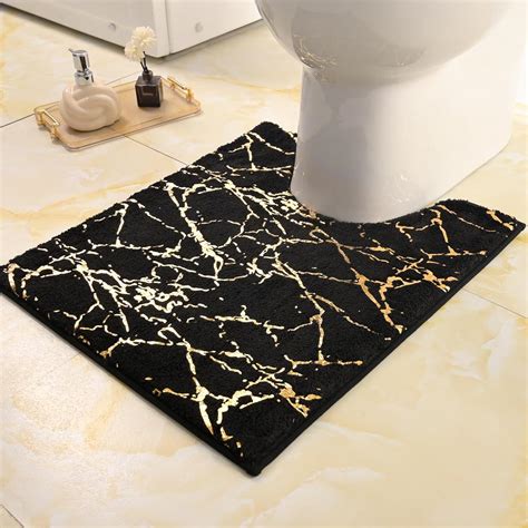 Luxury Black And Gold Bathroom Rugs