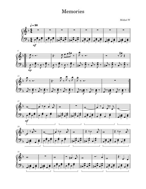 Image result for Memories Piano Tutorial Numbers