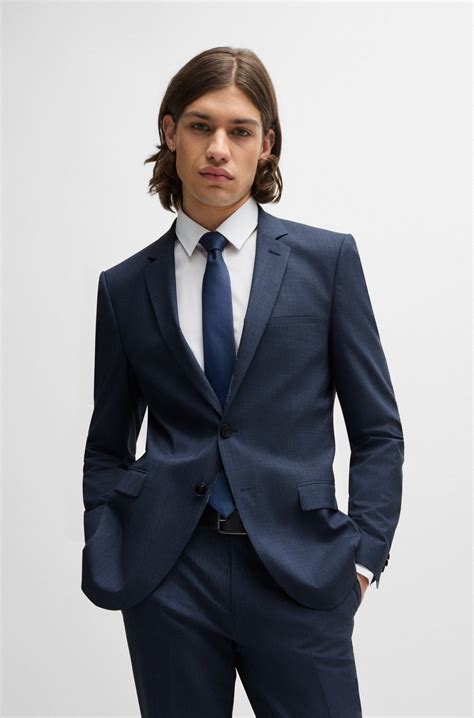 HUGO - Extra-slim-fit suit in houndstooth performance-stretch fabric ...