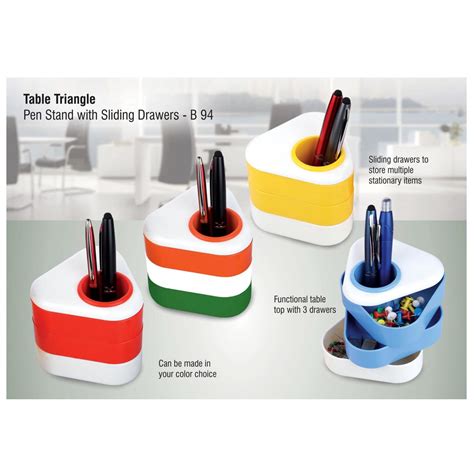 Table Triangle: Pen Stand With Sliding Drawers - B 94 — Mudramart ...