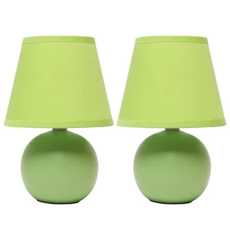 Creekwood Home Petite Ceramic Orb Base Bedside Table Desk Lamp Two Pack ...