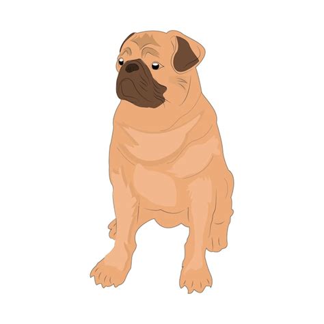 Pug drawn silhouette of a dog dog on a white background posters patches ...
