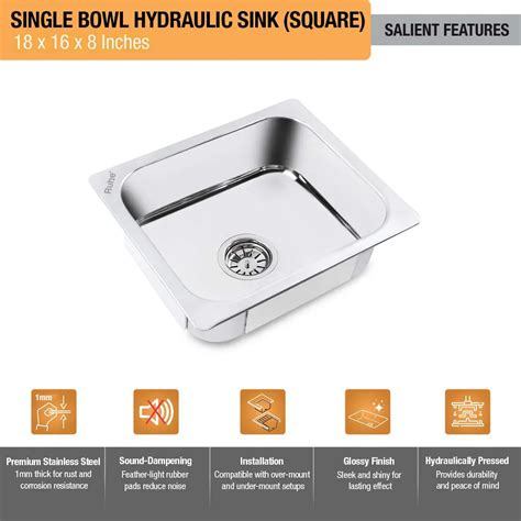 Single Bowl Kitchen Sink (18 x 16 x 8 Inches) – Ruhe