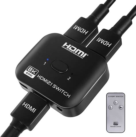 Amazon.com: 8K HDMI Switch Splitter 2 in 1 Out, Bi-Directional Switcher Support 48Gbps 4K@120Hz ...