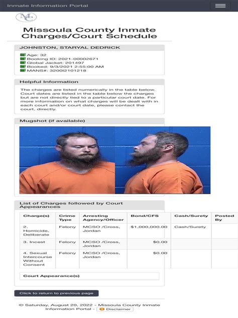 Missoula County Inmate Information Portal PDF | PDF