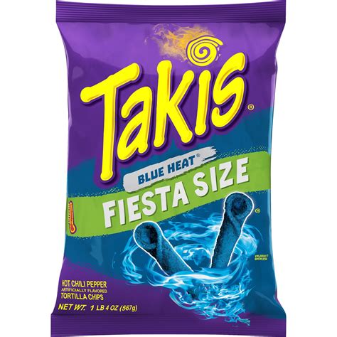 Takis Blue Heat 20 oz Fiesta Bag, Spicy Tortilla Chips with Hot Chili ...