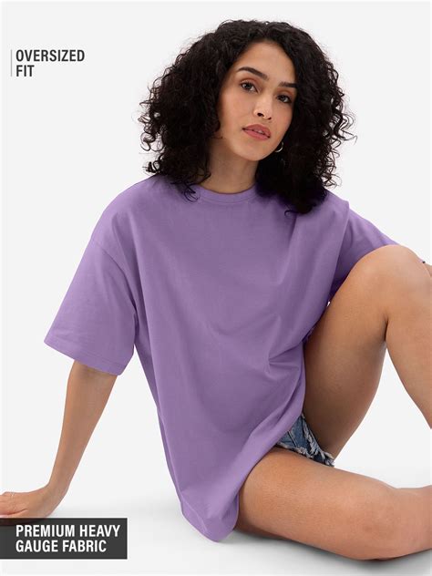 Buy Solids: Lavender Purple Women Oversized T-Shirts Online