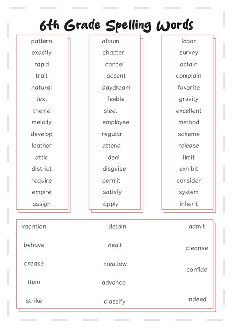 17 Sixth Grade Spelling Words Worksheets - Free PDF at worksheeto.com