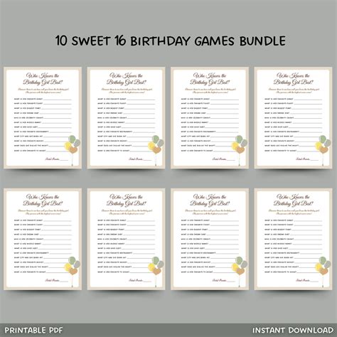 Free printable games for sweet 16 party, Download Free printable games ...