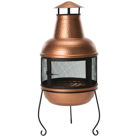 Outdoor Chiminea Fire Pit 40-Inch Tall with Copper Finish and Iron ...