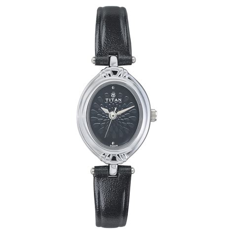 Buy Online Titan Quartz Analog Black Dial Leather Strap Watch for Women ...