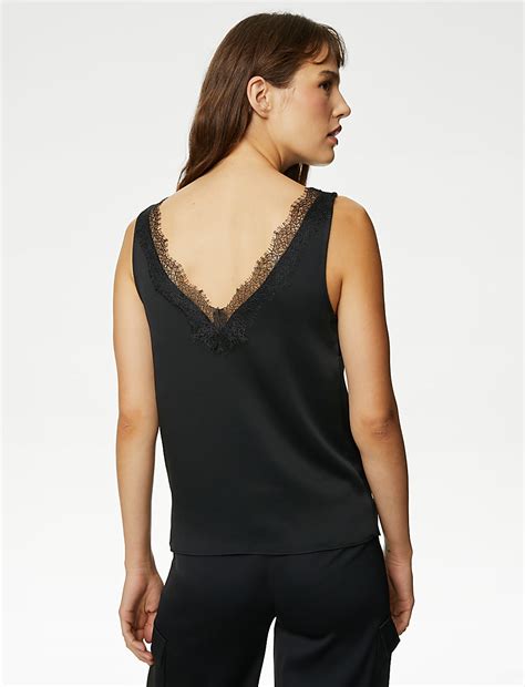Buy V-Neck Lace Detail Cami Top at Marks & Spencer