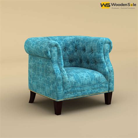 Buy Olivia Wing Chair (Cotton, Teal Blue) Online In India At Wooden ...