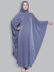 ZUZUU Cotton Blend Self Design, Solid Abaya With Hijab Price in India ...