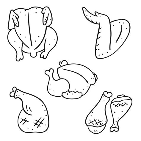 Outline icons. chicken. wings, legs. vector graphic design on white background. | Premium Vector