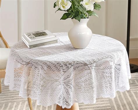 Warm Home Designs 70 inch White Lace Round Tablecloth. AME White 70 ...