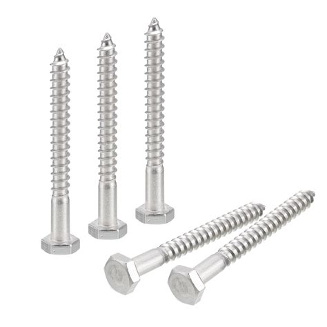 Uxcell Hex Head Lag Screws Bolts, 1/4" x 2-1/2" 304 Stainless Steel ...