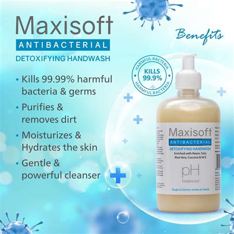Buy MAXISOFT ANTIBACTERIAL DETOXIFYING HAND WASH (500 ML - PACK OF 4 ...