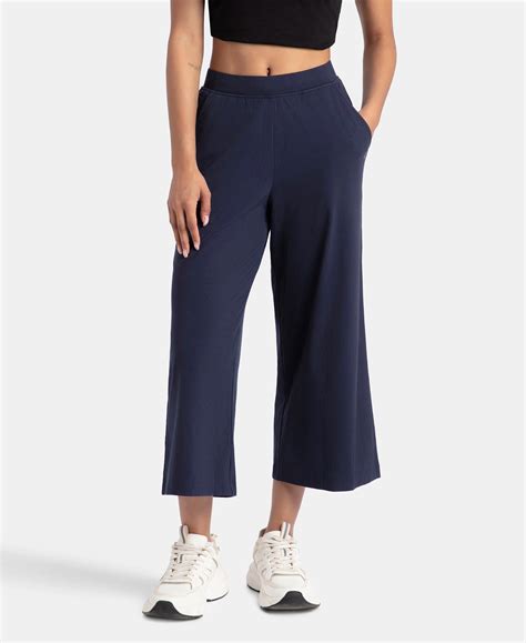 Buy Super Combed Cotton Elastane Stretch Relaxed Fit Culottes - Navy ...