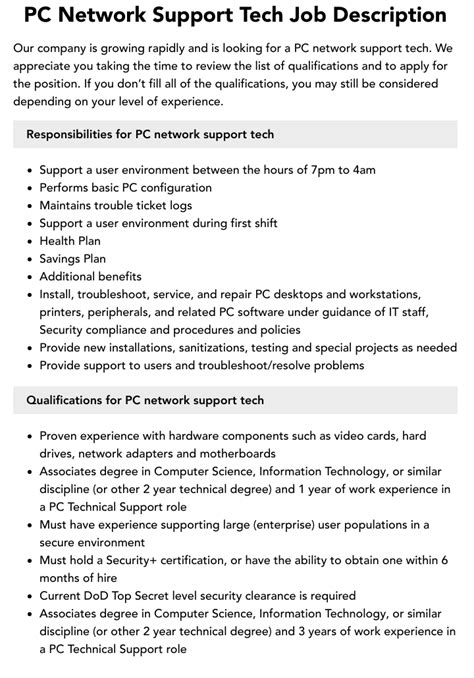 Image result for Computer Tech Support Job Description
