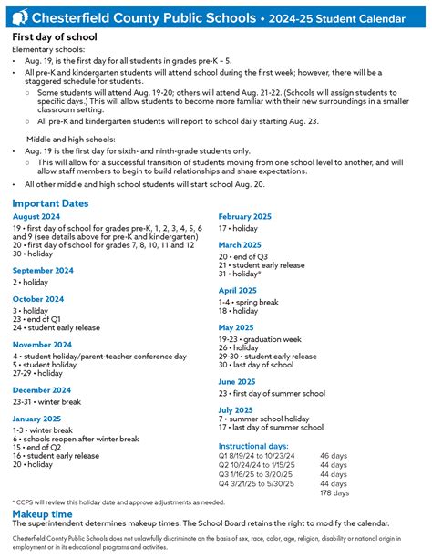 Chesterfield County Public School Calendar - Salisbury Presbyterian ...