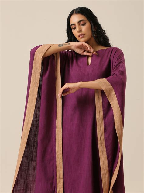 Plum Purple Slub Texture High Low Kaftan Pant Set – trueBrowns