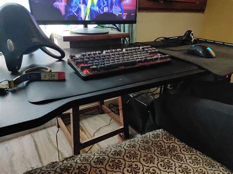 SYGA Gaming Table Desk T- Shaped Computer Desk Atmosphere Light with ...