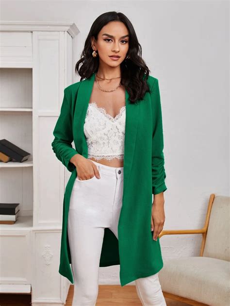 SHEIN LUNE Shawl Collar Open Front Blazer | SHEIN USA