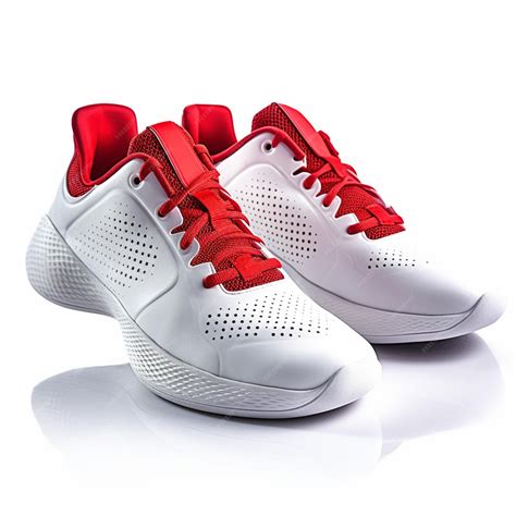 Premium AI Image | There is a pair of white and red tennis shoes on a ...