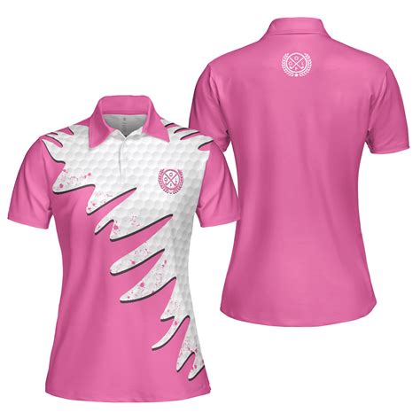 Golf Ball Texture With Pink Color Golf Short Sleeve Women Polo Shirt ...