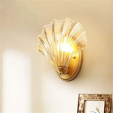 Glowave™ Creative Gold Finish Clear Glass Crystal Shell Shape Light ...