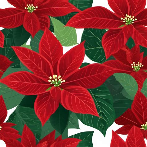 Poinsettia Clip Art - Festive Red Poinsettias With Vibrant