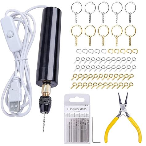 HASTHIP Mini Drilling Machine Drill for Resin Art, 10pcs Bits, 0.8-3 ...