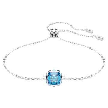 Birthstone bracelet, Square cut, December, Blue, Rhodium plated | Swarovski