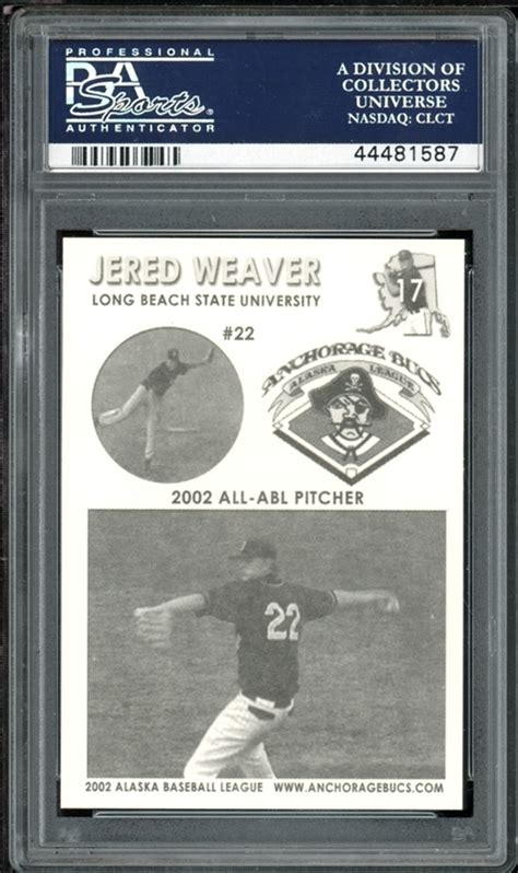 Lot Detail - 2002 Anchorage Bucs Team Issue #17 Jered Weaver PSA 10 GEM ...