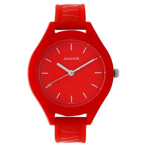 Buy Online Sonata Colorpop Red Dial Women Watch With Plastic Strap ...