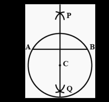 Draw a circle with radius 4.3 cm. Name its center O. Draw any chord PQ ...