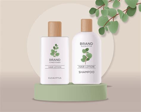 Realistic eucalyptus cosmetics set, beauty lotion bottle cosmetics ...